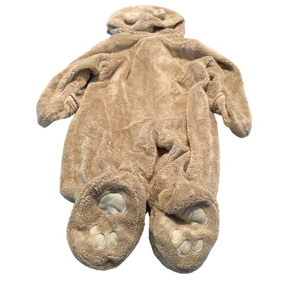 Carters Infant Bear Hooded One Piece Outfit Beige Zip Up Size 6/9 Months Baby - Picture 3 of 3